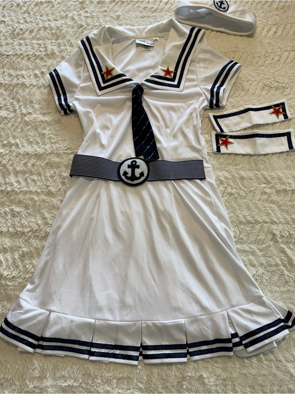 Dreamgirl Cruise Cutie Sailor Costume Set White Blue L dress hat and cuffs